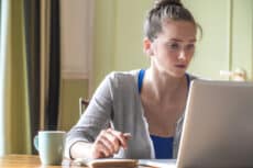 Young woman working from home